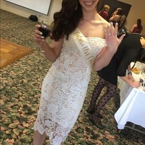 White lace Bardot midi dress from Missguided